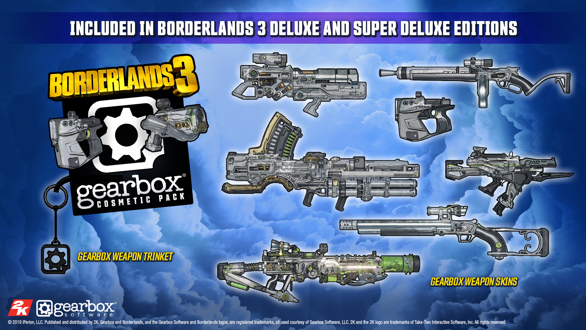 Borderlands 3 super deluxe edition. Borderlands 3: Gold Weapons Skins Pack. Borderlands 3. Borderlands gearbox software. Borderlands оружие.